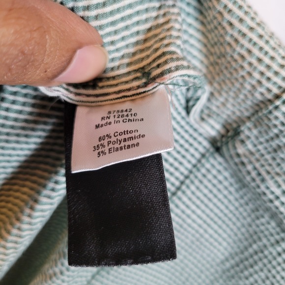 Ann Mashburn Womens Frill Striped Seersucker Shirt Dress Size Large Green - Picture 5 of 12